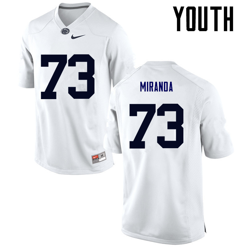 Youth Penn State Nittany Lions #73 Mike Miranda College Football Jerseys-White - Click Image to Close